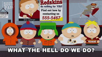 South Park Characters In Front Of Redskins Ad GIF