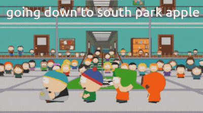 South Park Characters In Hallway Saying Going Down To South Park GIF