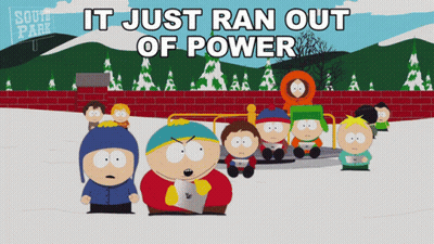 South Park Characters Saying It Just Ran Out Of Power GIF