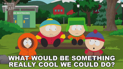 South Park Characters Sitting On Bench GIF