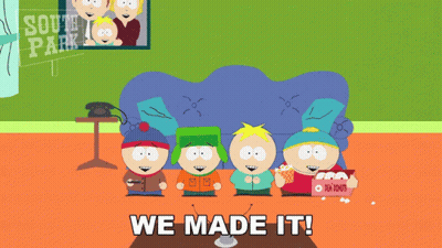 South Park Characters Sitting On Couch We Made It GIF