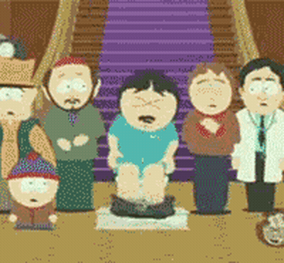 South Park Characters Standing In Front Of Staircase GIF