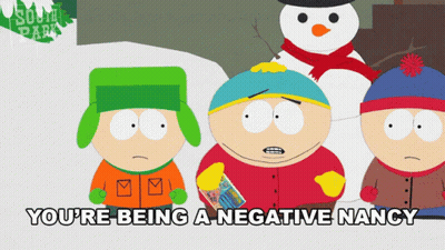South Park Characters With Snowman Saying Negative Nancy GIF
