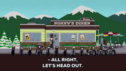 South Park Men Head Out Of The Restaurant GIF