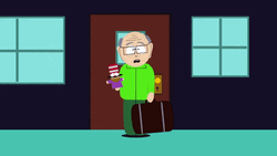 South Park Mr Garrison Carrying Suitcase GIF