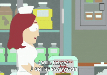 South Park Nurse Listening To On The Road Again GIF
