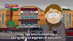 South Park Reporter Giving Black Friday News