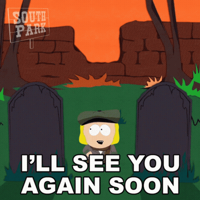South Park Says I'll See You Again Soon In Front Of Two Graves GIF