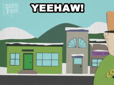 South Park Scene With Yeehaw Sign GIF