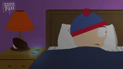 South Park Sign Above Bed Person Covering Face GIF