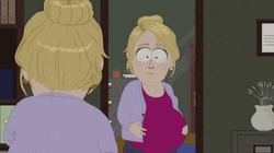 South Park Woman's Pregnant Belly In Mirror GIF