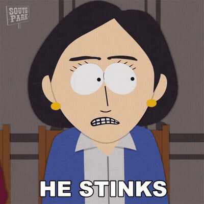 South Park Woman Sitting In Chair Saying He Stinks GIF