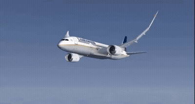 Southwest Airlines Plane Flying In Blue Sky GIF