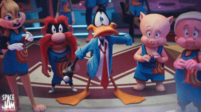 Space Jam Cartoon Characters Standing Together GIF