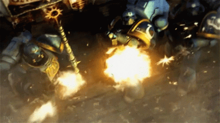Space Marine Firing Guns GIF