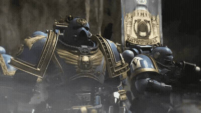 Space Marines Standing Next To Supreme Kings Sign GIF
