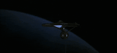Space Ship Flying At Night With Blue Exhaust GIF