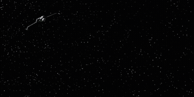 Space Ship Flying Through Dark Space With Stars GIF
