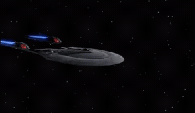 Space Ship Flying Through Dark Space With Stars GIF