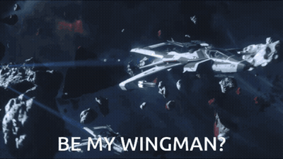 Space Ship Saying Be My Wingman GIF