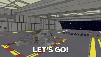Space Ship Saying Let's Go GIF