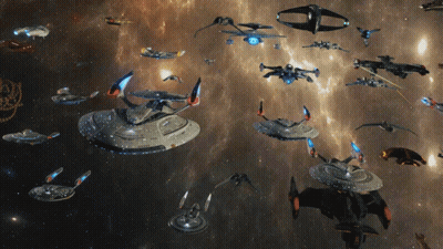 Space Ships Flying In Space GIF