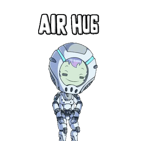 Space Suit Character Pink Hearts Air Hug Sticker
