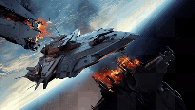 Spaceship Destroying Another Spaceship GIF