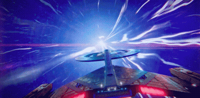 Spaceship Flying Through Wormhole GIF