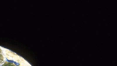 Spaceships Flying Over Planet GIF