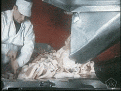 Spam Process Worker Shoving Meat GIF