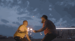 Sparklers Friend Chest Bump GIF