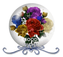 Sparkling Colorful Roses Inside Glass Good Night GIF