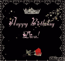Sparkling Crown Happy Birthday Diva Wishes GIF