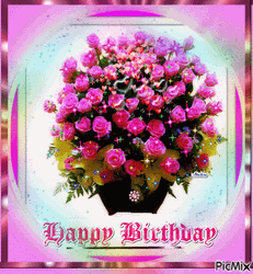 Sparkling Pink Birthday Flowers Roses GIF