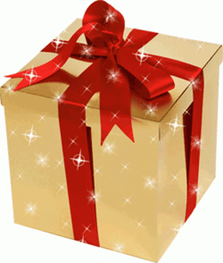 Sparkling Present Box With Red Ribbon GIF