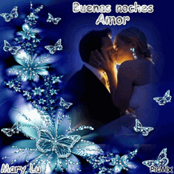 Sparkly Butterfly Newlyweds Kiss Buenas Noches Amor