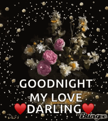 Sparkly Floral Good Night Love Greeting Card