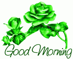 Sparkly Green Floral Good Morning Greeting GIF
