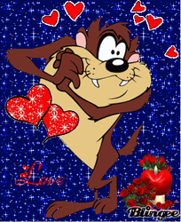 Sparkly Hearts Tasmanian Devil GIF