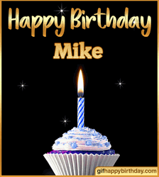 Sparkly Purple Cupcake Happy Birthday Mike Greeting