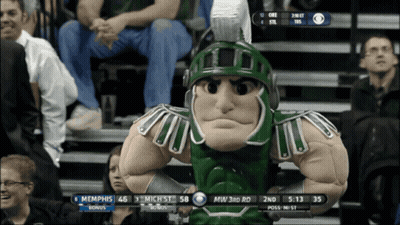 Spartan Mascot In Stands During Memphis Vs Michigan State Game GIF