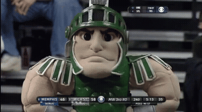 Spartan Mascot Watching Memphis Vs Michigan State Football GIF