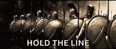 Spartan Soldiers With Shields And Spears Hold The Line GIF