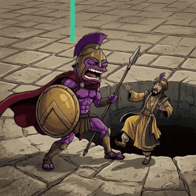 Spartan Warrior Holding Spear And Shield GIF
