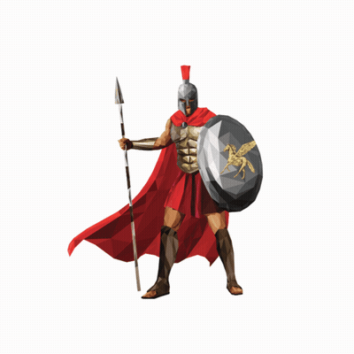 Spartan With Spear And Shield With Horse GIF