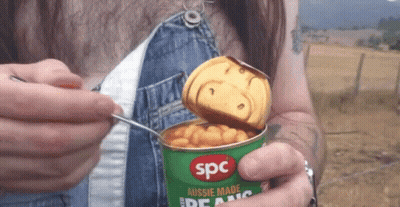 SPC Aussie Made Beans Can Opened With Spoon GIF