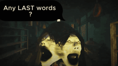 Speech Bubble Saying Any Last Words Above Mouth GIF