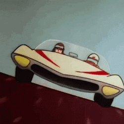 Speed Racer Mach 5 Glides Down Track GIF