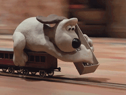 Speed Up Train Tracks Gromit GIF
